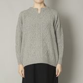 SAIFUKU/カシミヤ混アラン柄プルオーバー　キーネック